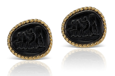 Black Cufflinks in 18K Yellow Gold