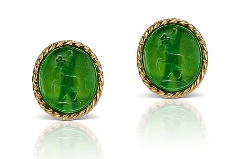 Green Cufflinks in 18K Yellow Gold