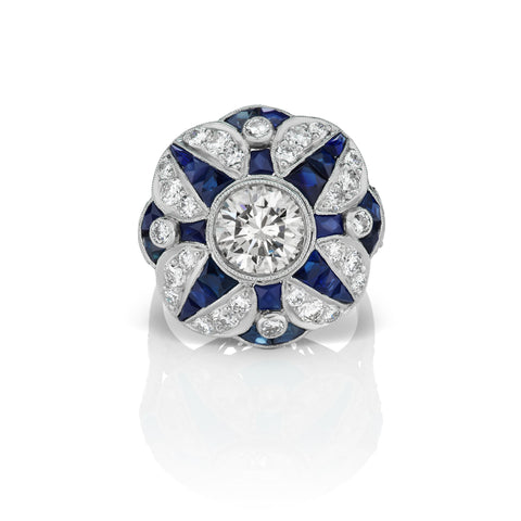 Diamond & Sapphire Ring in Platinum