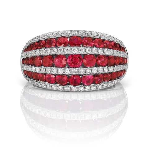 Gregg Ruth Ruby & Diamond Ring in 18K White Gold