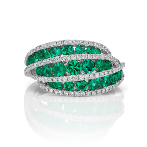 Gregg Ruth Emerald & Diamond Ring in 18K White Gold