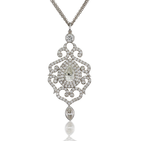 18K White Gold & Diamond Pendant