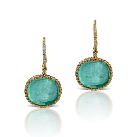 Light Blue Earrings in 18K Yellow Gold