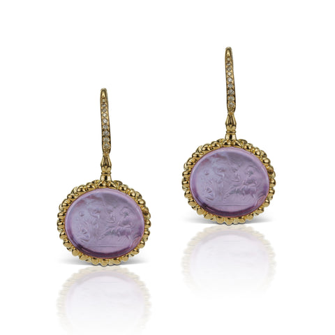 Lavender Earrings in 18K Yellow Gold