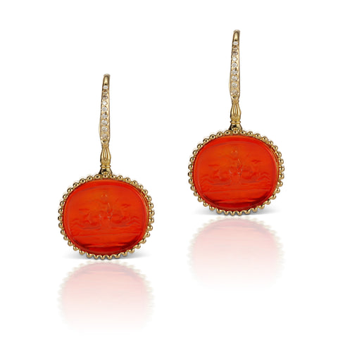 Orange Earrings in 18K Yellow Gold