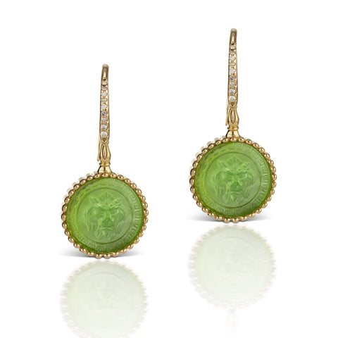 Apple Green Earrings in 18K Yellow Gold