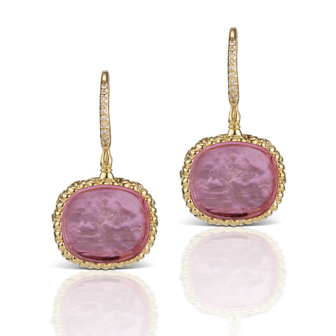 Pink Earrings in 18K Yellow Gold