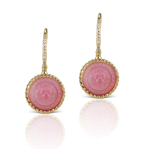 Pastel Pink Earrings in 18K Yellow Gold
