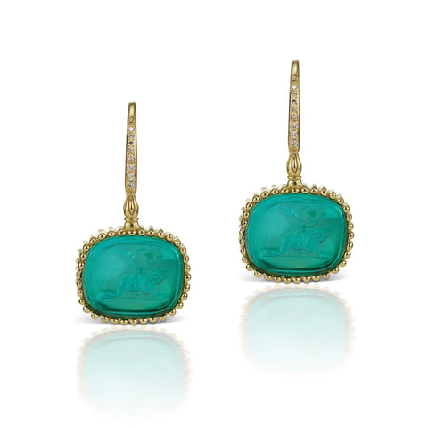 Paraiba Blue Earrings in 18K Yellow Gold