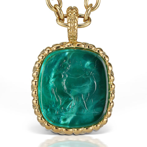 Sea Green Pendant in 18K Yellow Gold