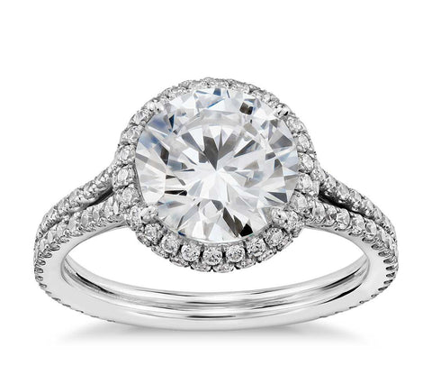 Studio Cambridge Halo Diamond Engagement Ring in Platinum