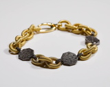 Designer Link Bracelet with 3 Diamond Pavé Disks