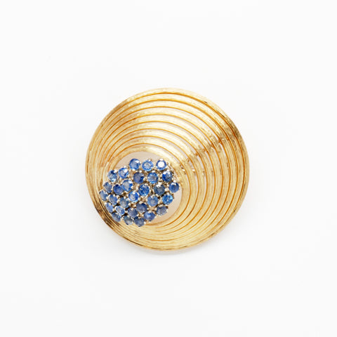 Sapphire & 18K Yellow Gold Pin