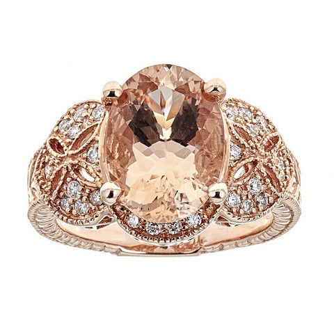 Morganite & Diamond Ring in 14K Rose Gold