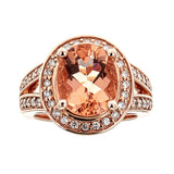 14K Rose Gold Morganite and Diamonds Ring