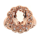 14k Rose Gold Morganite and Diamonds Ring