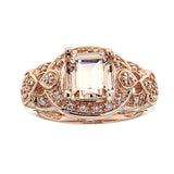 Morganite & Diamond Ring in 14K Rose Gold