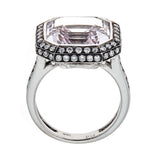 Kunzite & Diamond Ring in 18K White Gold