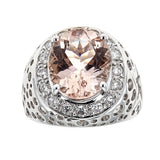 Morganite & Diamond Ring in 14K White Gold