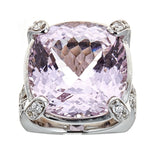 Kunzite & Diamond Ring in 18K White Gold