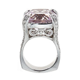 Kunzite & Diamond Ring in 18K White Gold