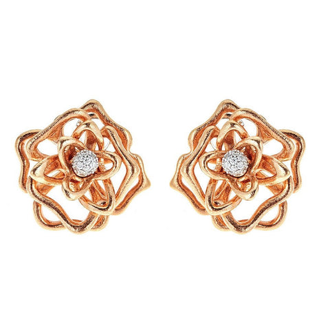Roberto Coin 18K Rose Gold & Diamond Flower Earrings