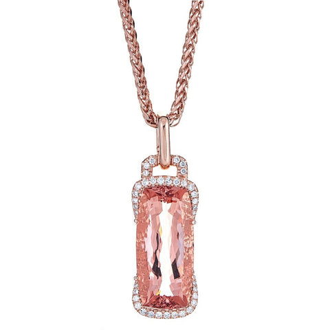 Morganite & Diamond Pendant in 14K Rose Gold