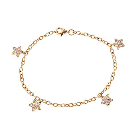 18K Yellow Gold & Diamond Star Ankle Bracelet