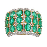 Emerald & Diamond Ring in 18K White Gold