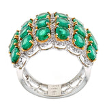 Emerald & Diamond Ring in 18K White Gold