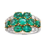 Emerald & Diamond Ring in 18K White Gold