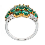 Emerald & Diamond Ring in 18K White Gold