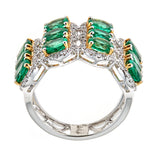 Emerald & Diamond Ring in 18K White Gold