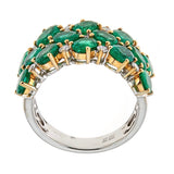 Emerald & Diamond Ring in 18K White Gold
