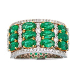 Emerald & Diamond Ring in 18K White Gold