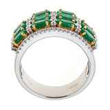 Emerald & Diamond Ring in 18K White Gold