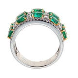 Emerald & Diamond Ring in 18K White Gold