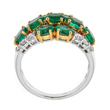 Emerald & Diamond Ring in 18K White Gold