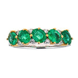 Emerald & Diamond Ring in 18K White Gold