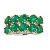 Emerald & Diamond Ring in 18K White Gold
