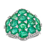 Emerald & Diamond Ring in 18K White Gold