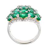 Emerald & Diamond Ring in 18K White Gold