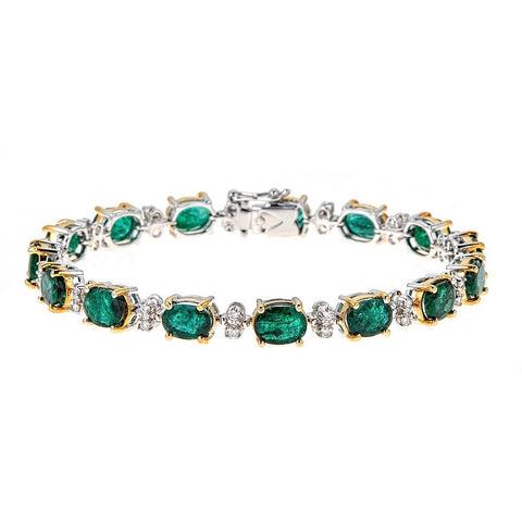 Emerald & Diamond 14K White Gold Bracelet