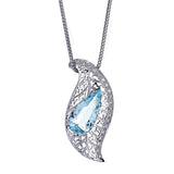 Aquamarine & Diamond 14K White Gold Pendant