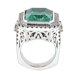 Emerald & Diamond Ring in 14K White Gold