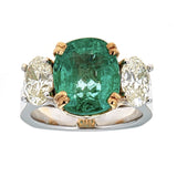 Emerald & Diamond Ring in 18K Two-Tone Gold