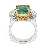 Emerald & Diamond Ring in 18K Two-Tone Gold