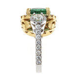 Emerald & Diamond Ring in 18K Two-Tone Gold