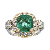 Emerald & Diamond Ring in 18K Two-Tone Gold