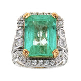 Emerald & Diamond Ring in 14K Two-Tone Gold